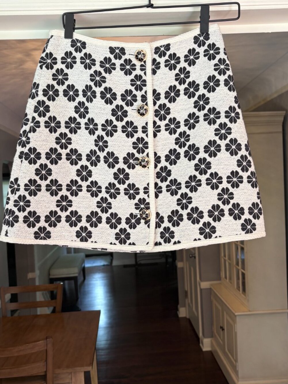 NWT Kate Spade Floral Black and White Tweed Mini Skirt. Size 2 - Picture 3 of 11